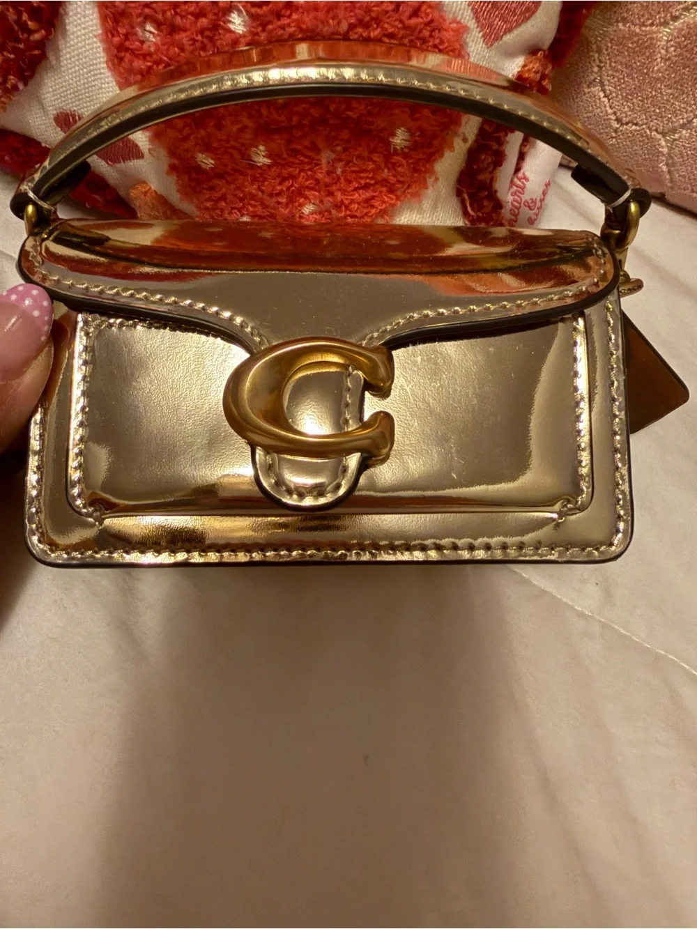 Coach Metallic Gold Mini tabby Top-Handle Bag with Detachable Strap - Picture 7 of 8